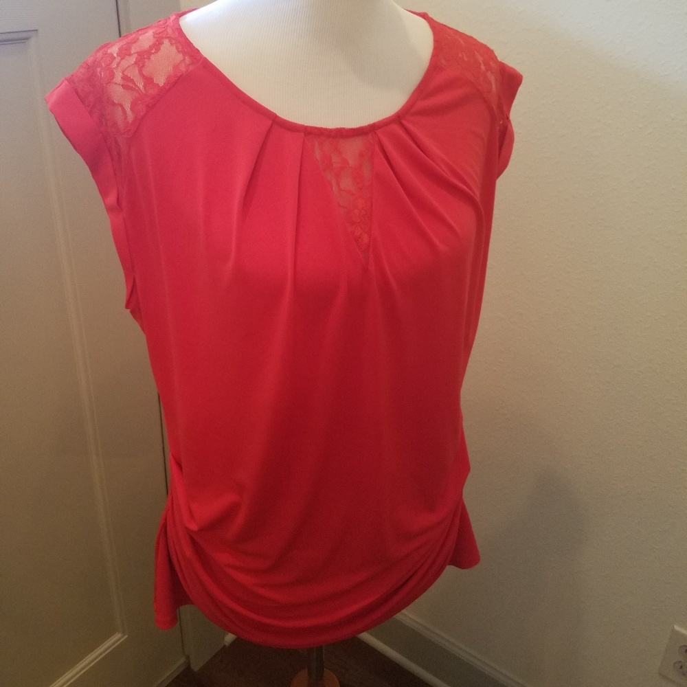 Ruched Side Lace Panel Shirt